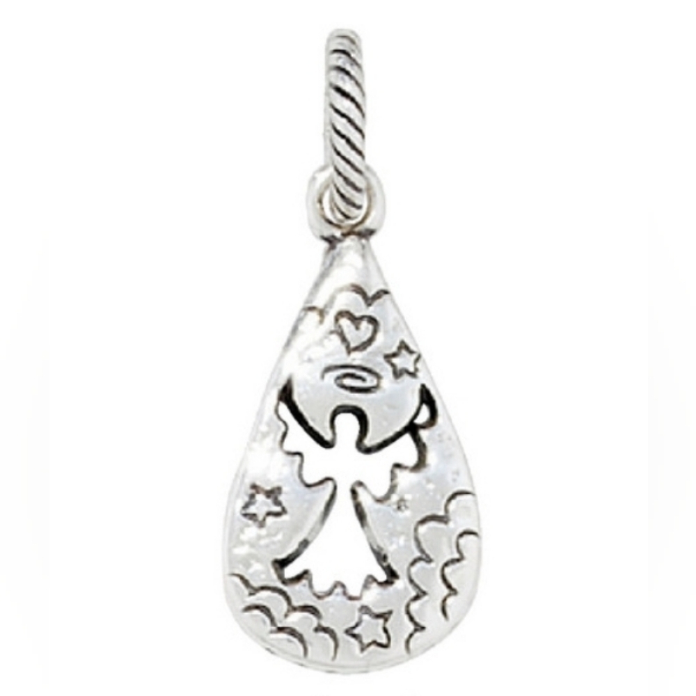 $18 Retired Brighton "ANGEL" Silver Teardrop Cut-Out Charm!